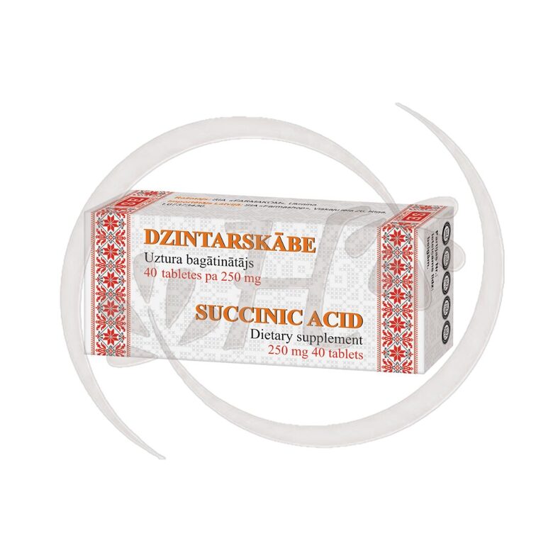 Dzintarskābes tabletes ar C vitamīnu (40 tabletes x 250 mg)